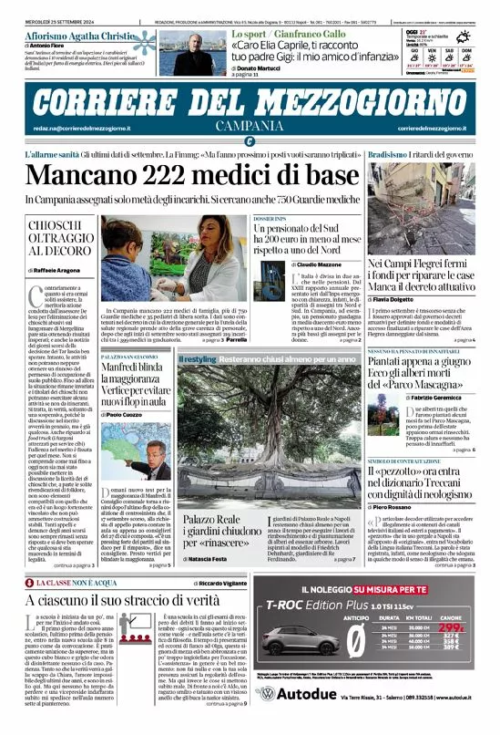 Prima-pagina-corriere del mezzogiorno-del-2024-09-25